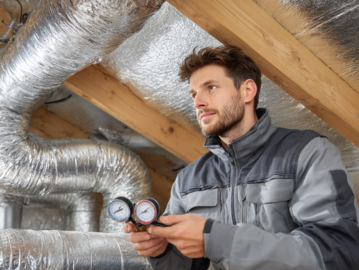 Electrical contractor working on panel